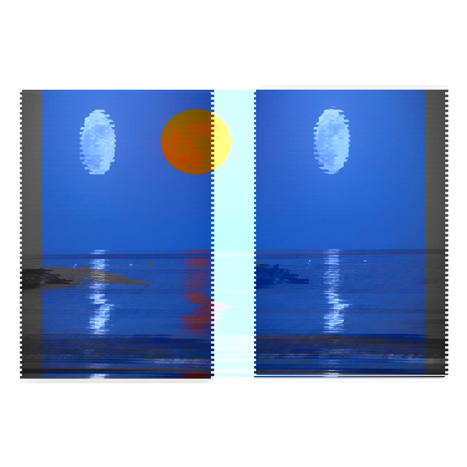 Super Moon over Seascape Sea Canvas Wall Art for Home Decor