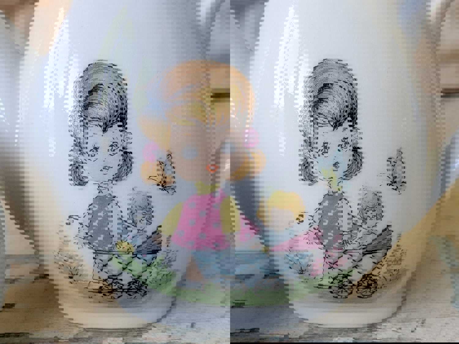 1950s Rare Pattern Toy China Tea Set Complete 15 Piece Set Girl Baby Doll Stroller Carriage Made In Japan