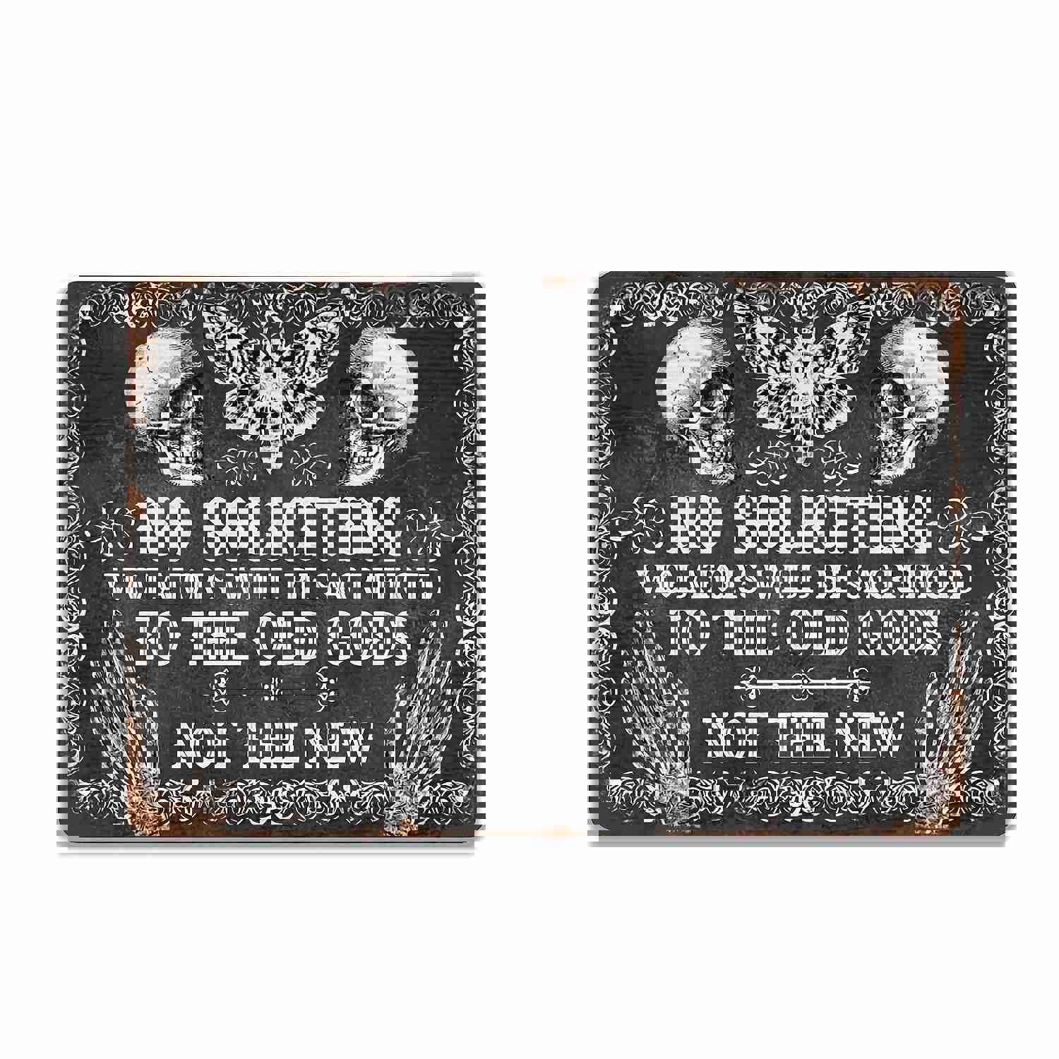 Metal Tin Sign - Witch No Soliciting Halloween Wall Decor