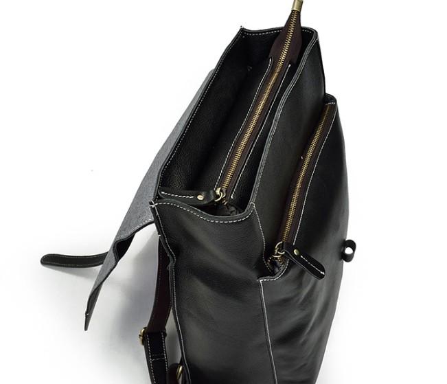 Fashion Black Vintage Leather Men's Backpack for Travel & School