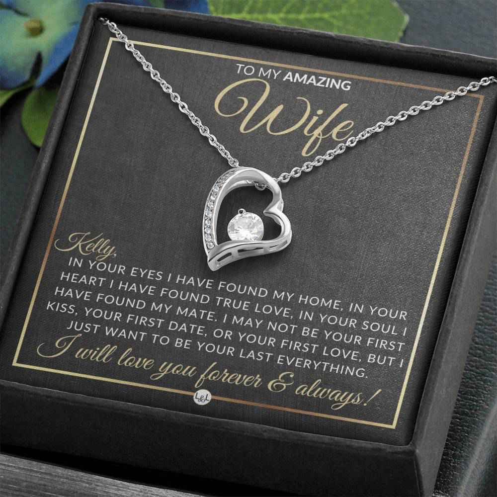 Personalized Open Heart Pendant Necklace - Unique Gift for Wife