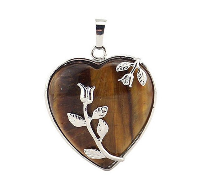 European Fashion Heart Stone Chain Necklace with Opal Love Pendant - Trendy Valentines Day Gift for Women