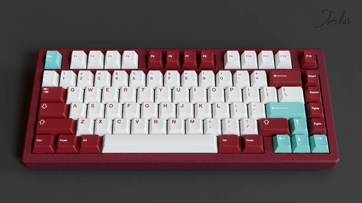 Jris75 PCB Gasket Mount Keyboard Kit - Wine Red & Black (PVD Weight)