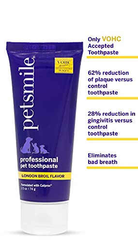 Petsmile Professional Pet Toothpaste for Cats & Dogs - VOHC Accepted Dental Care (2.5 Oz, London Broil)