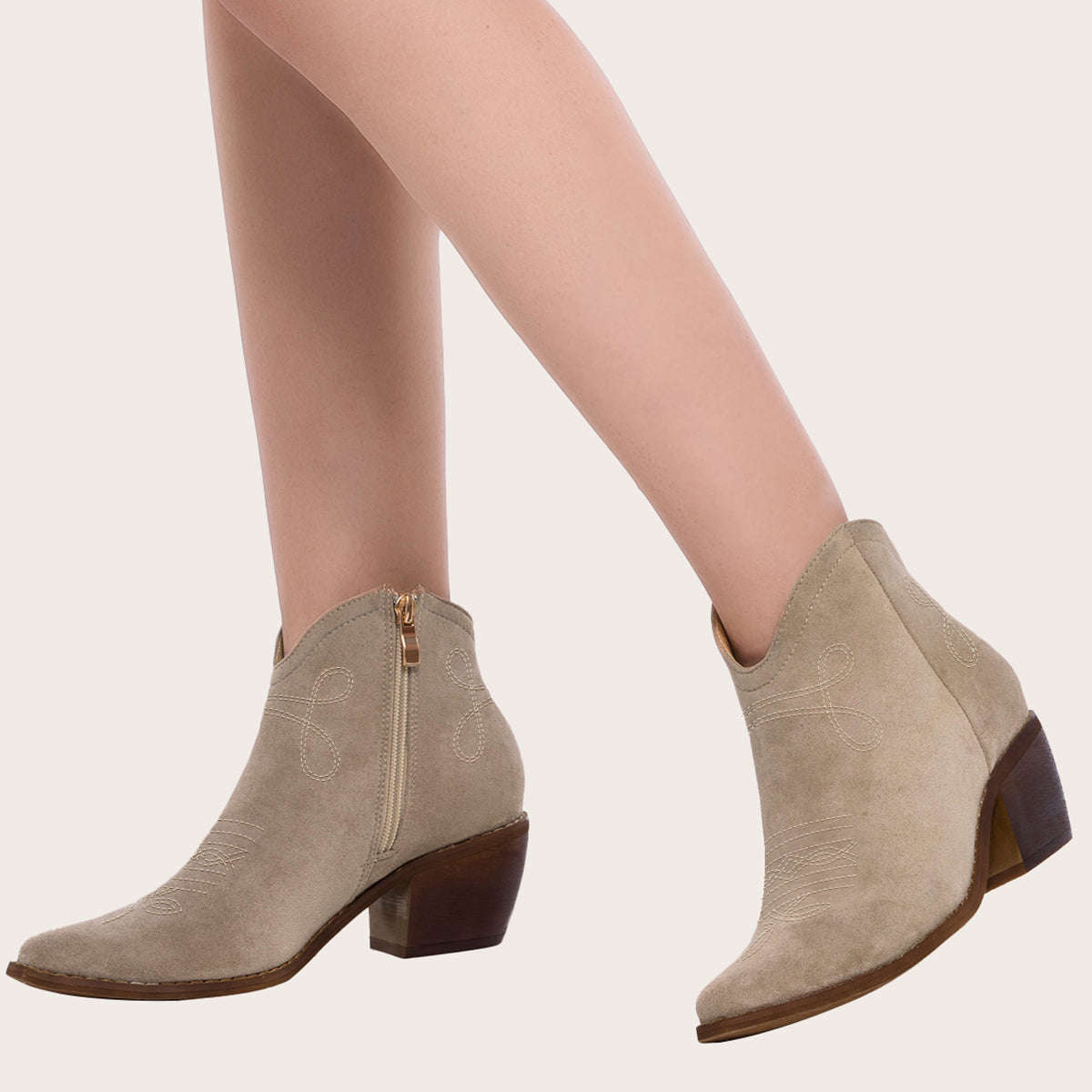 Pointed Toe Western Cowgirl Boots with Chunky Heel