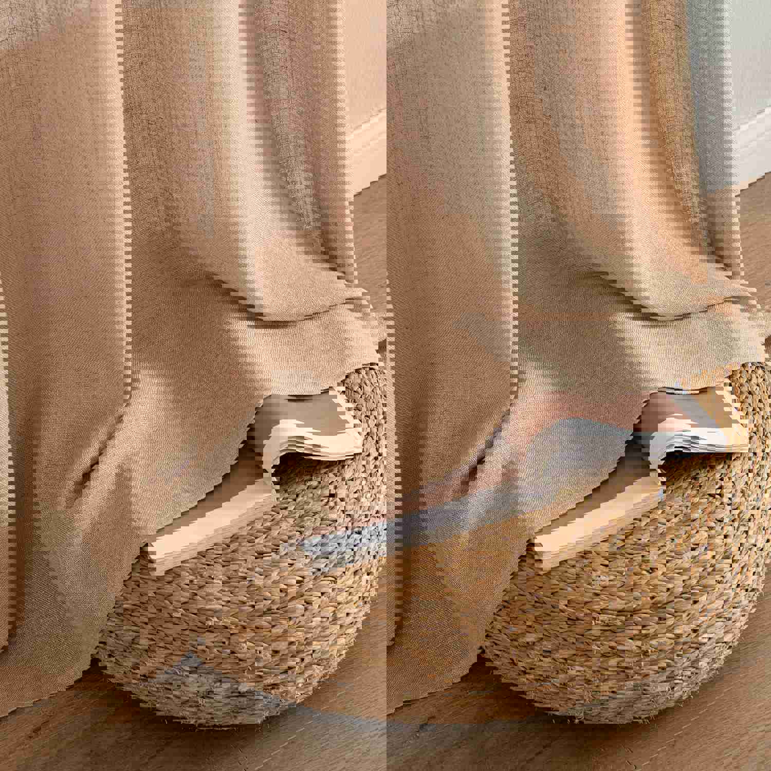 MIULEE Brown Linen Curtains 84 Inch Length for Bedroom Living Room, Soft Thick Linen Textured Window Drapes