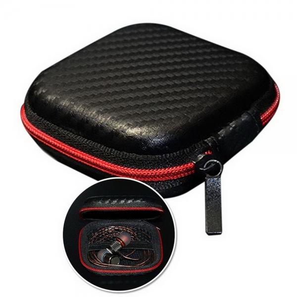 Carbon Fiber Earphones Storage Box Mini Portable Shockproof Electronic Bag with Zipper