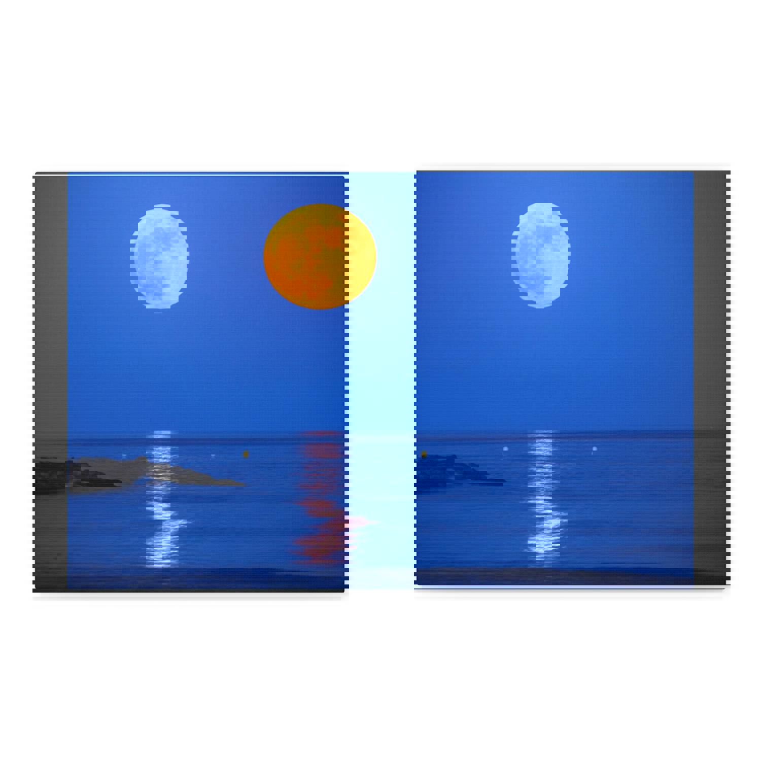 Super Moon over Seascape Sea Canvas Wall Art for Home Decor