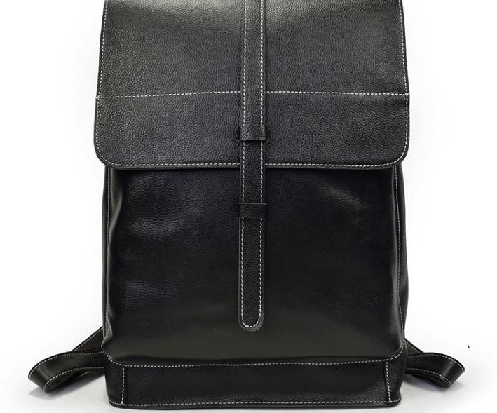 Fashion Black Vintage Leather Men's Backpack for Travel & School