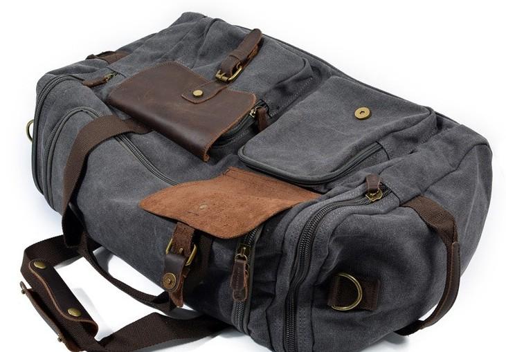 Mens Waxed Canvas Leather Weekender Bag - Durable Travel Bag for Men