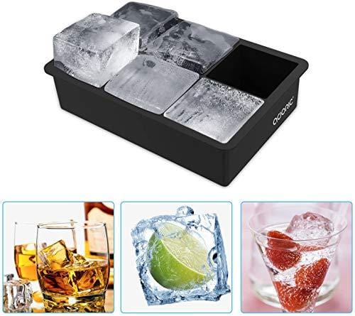 Adoric Silicone Ice Cube Trays Set of 2 with Sphere Ice Ball Maker and Large Square Molds
