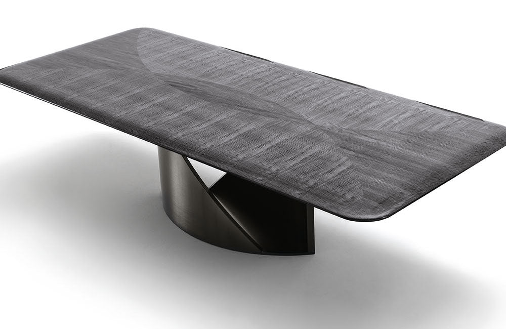 Mirage Wooden Top Rectangular Table - High Gloss Finish with Stainless Steel Base