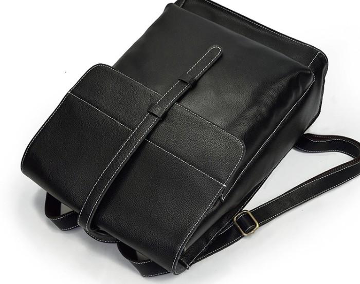 Fashion Black Vintage Leather Men's Backpack for Travel & School