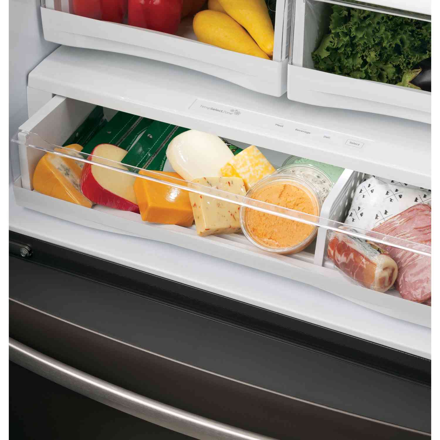 GE Profile 36-inch, 27.8 cu. ft. French 3-Door Refrigerator with Ice and Water PFE28KBLTS