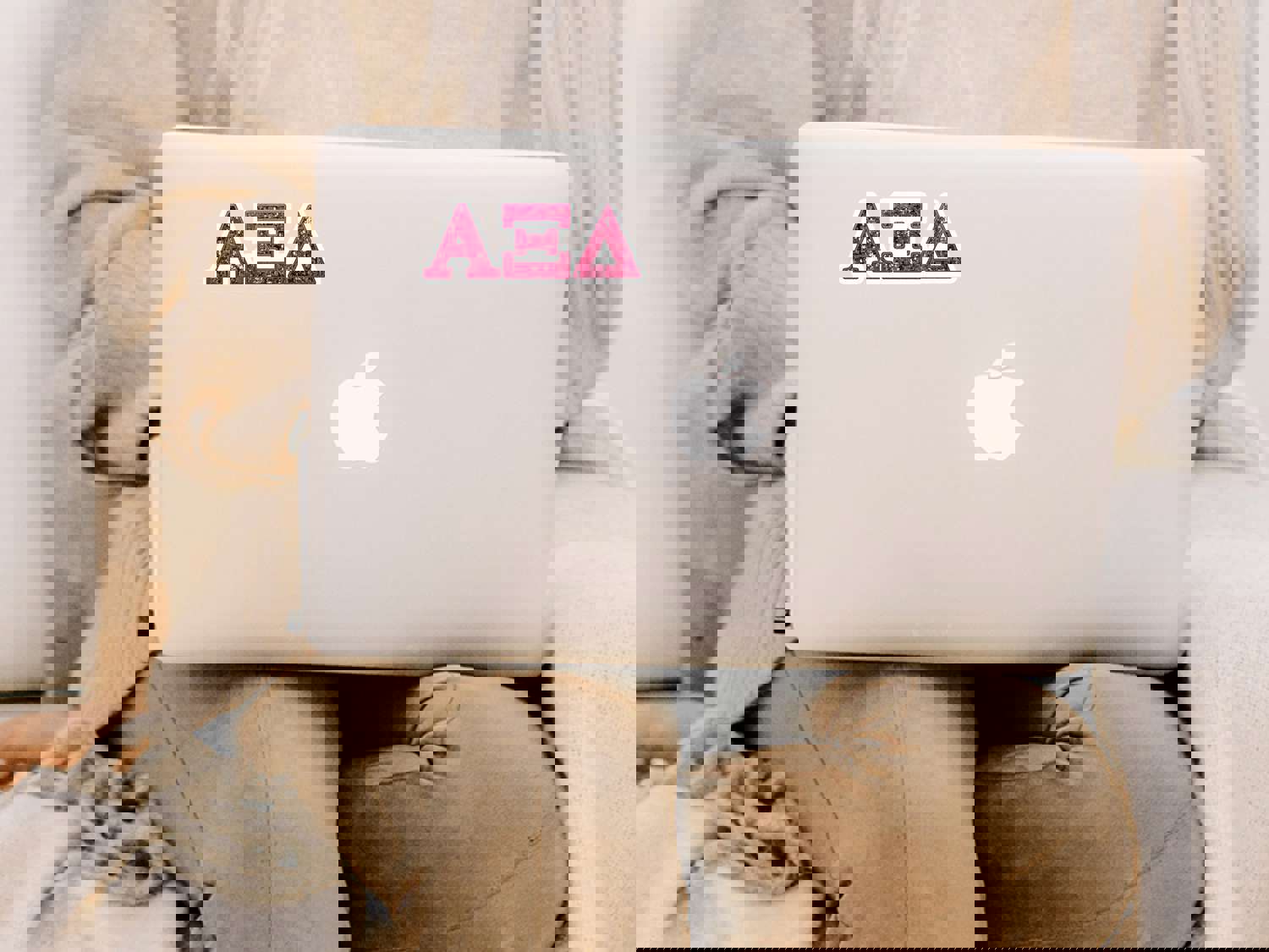 Alpha Xi Delta Vinyl Sticker - Pink Sequin Sorority Decal