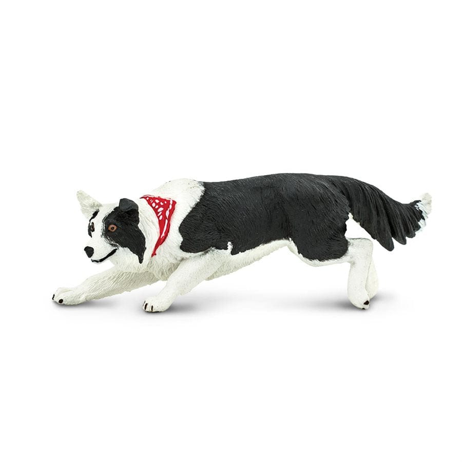 Border Collie Toy - Black and White with Red Accent