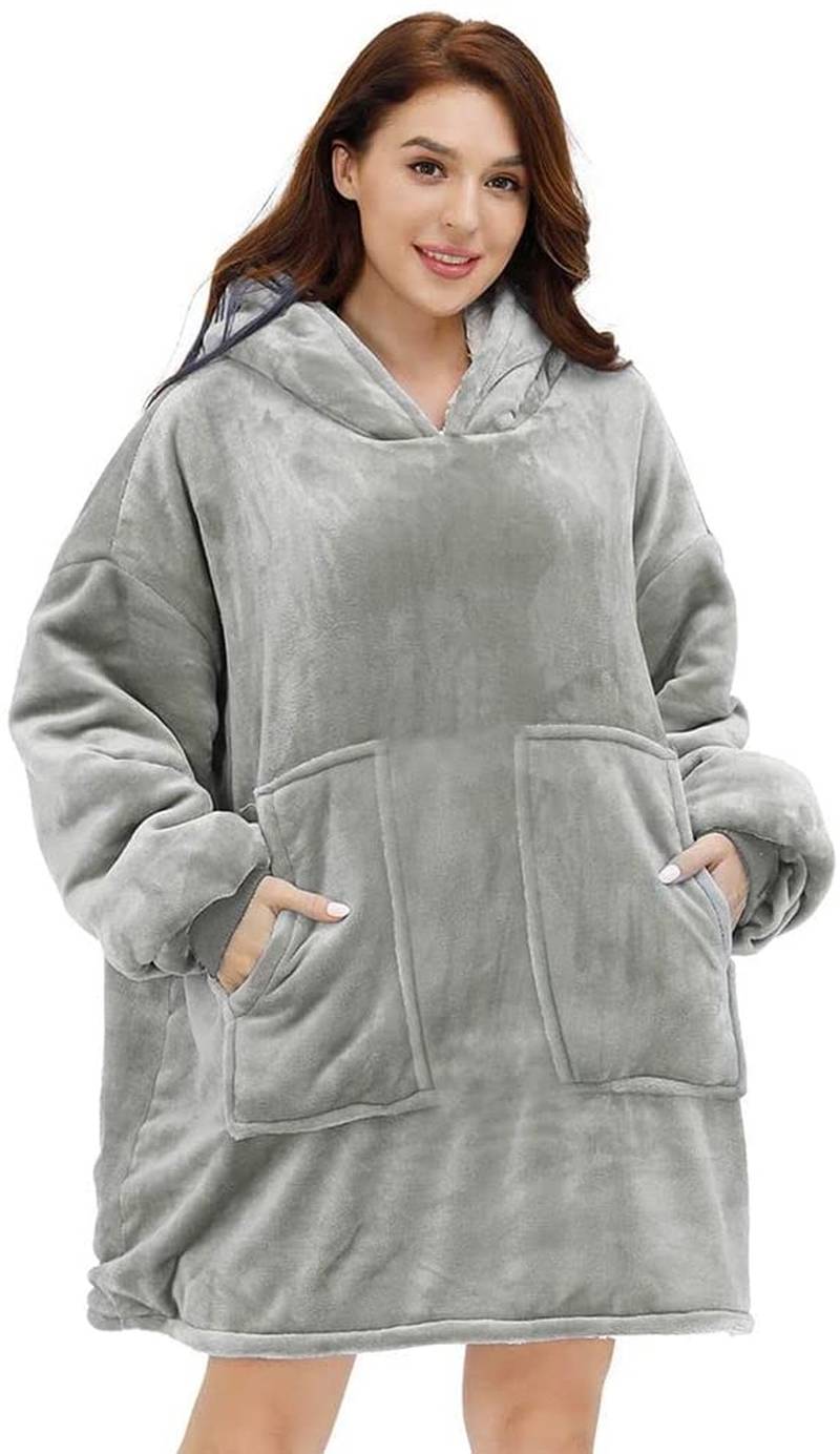 Oversized Wearable Sherpa Fleece Blanket Hoodie - Soft, Warm & Comfortable