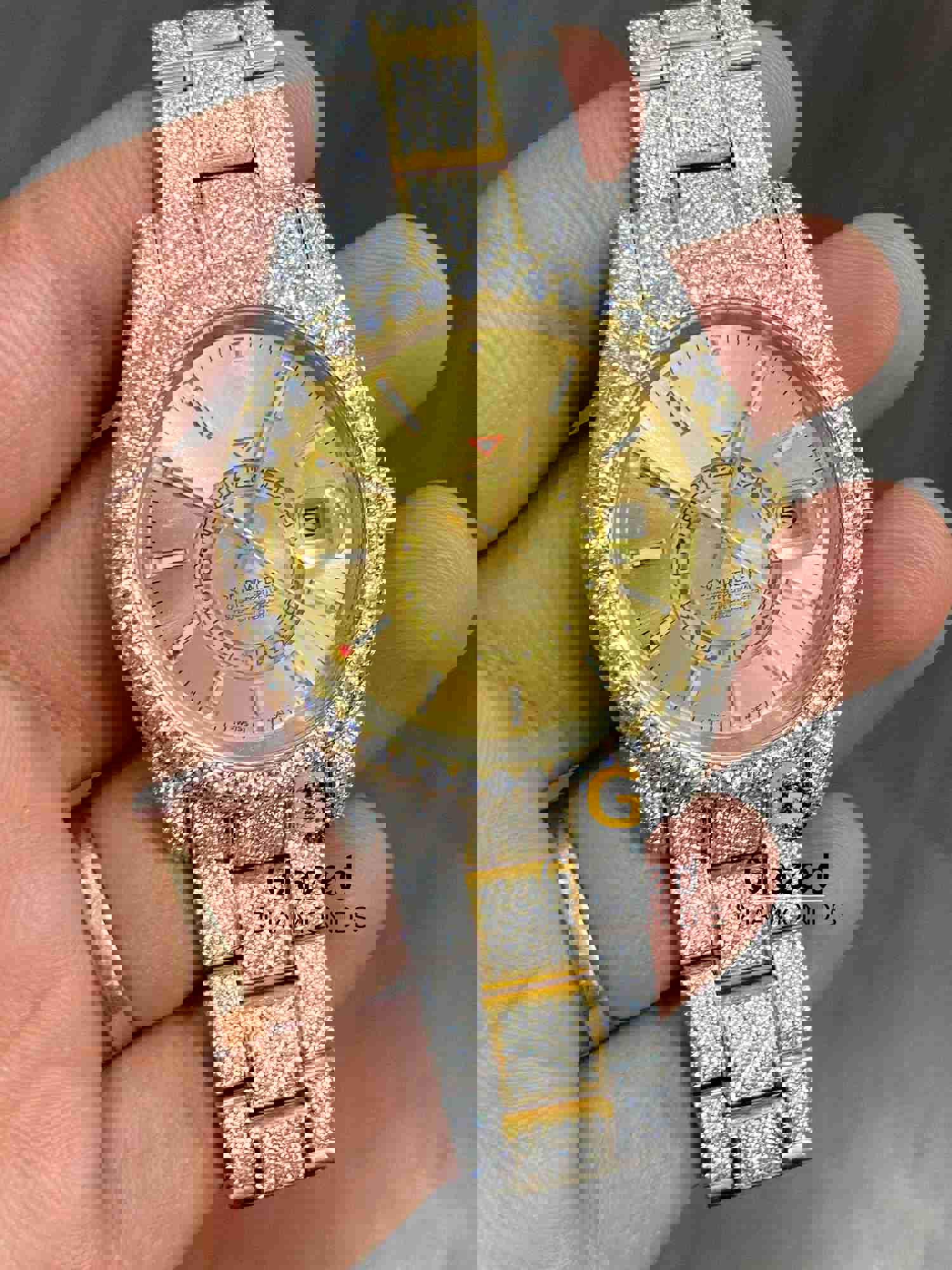 Two Tone Presidential Moissanite Diamond Studded Watch