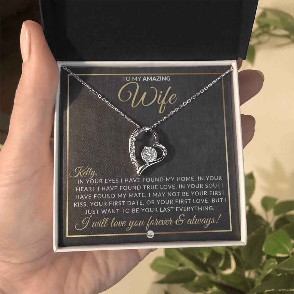 Personalized Open Heart Pendant Necklace - Unique Gift for Wife