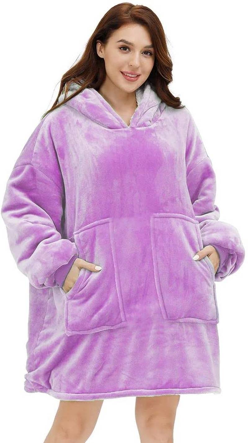 Oversized Wearable Sherpa Fleece Blanket Hoodie - Soft, Warm & Comfortable