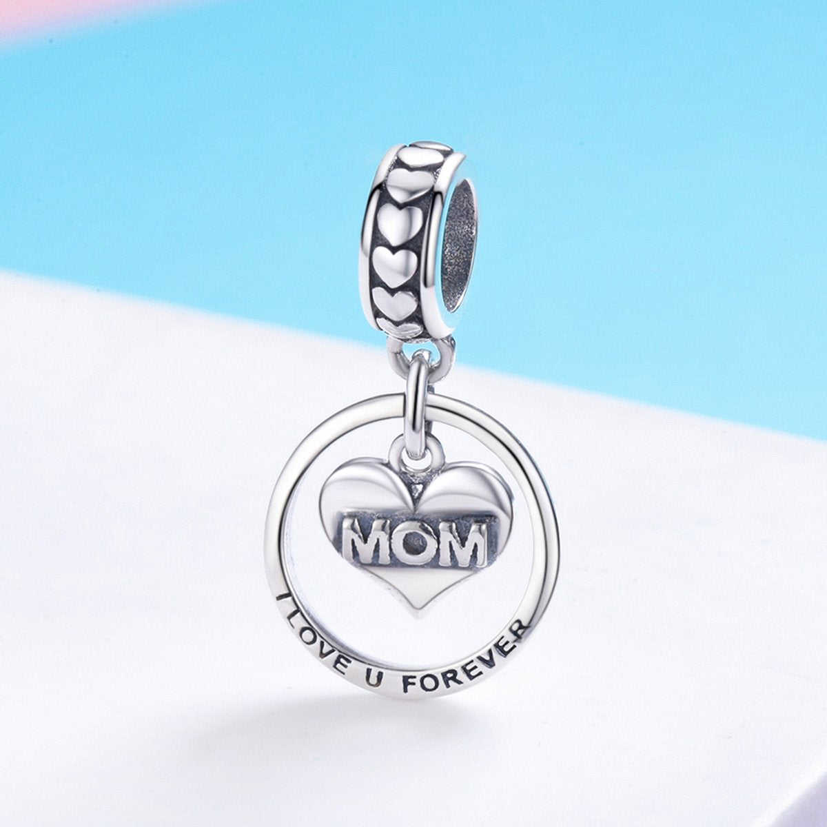 Sterling 925 Silver 'Mom I Love You Forever' Pendant Charm for Pandora & European Bracelets
