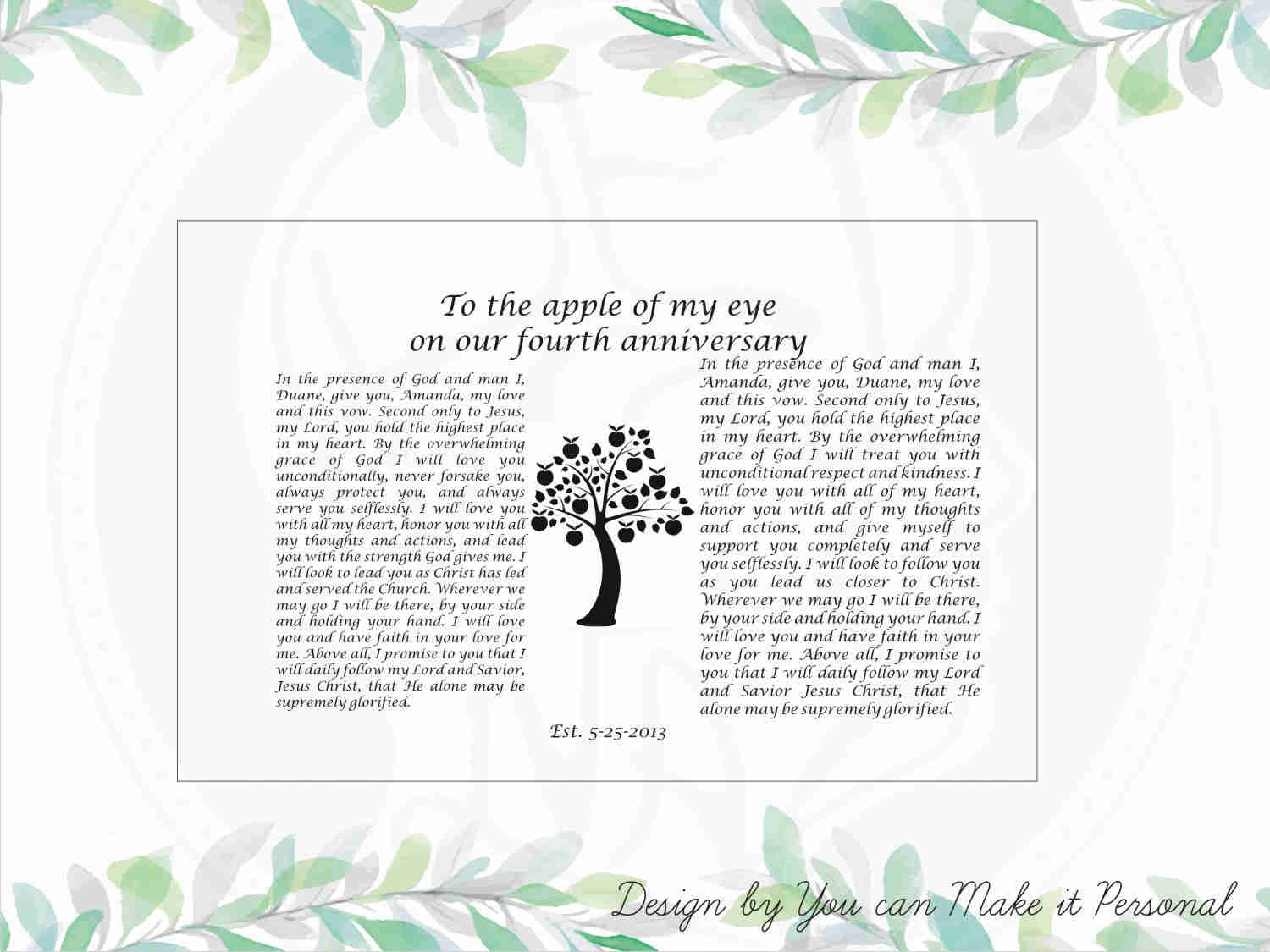 Personalized Wedding Gift Box with Engraved Vows - Custom Anniversary Present
