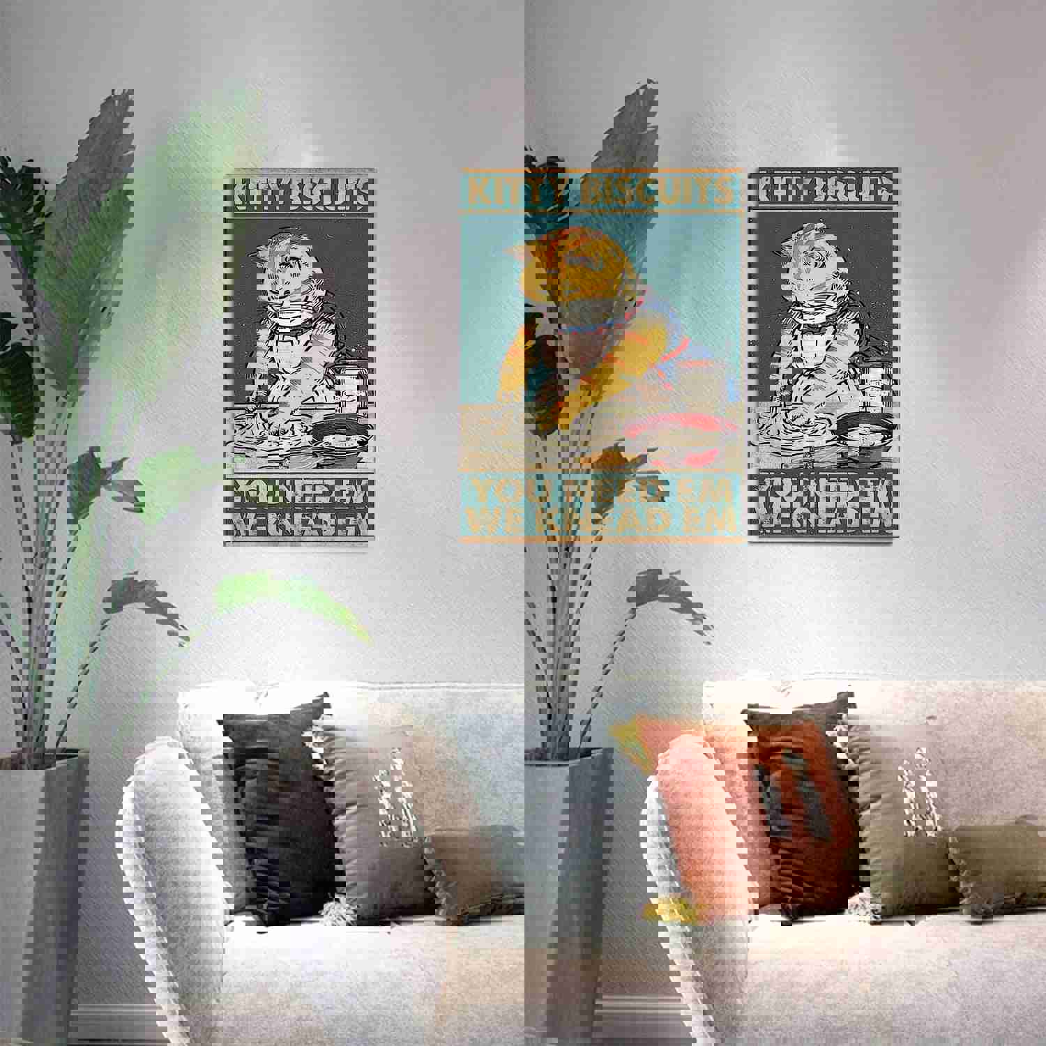 1pc Vintage Kitty Biscuits Retro Sign Canvas Wall Art for Home Decor