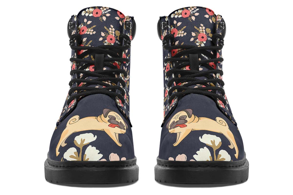 Silly Floral Pug Classic Vibe Boots