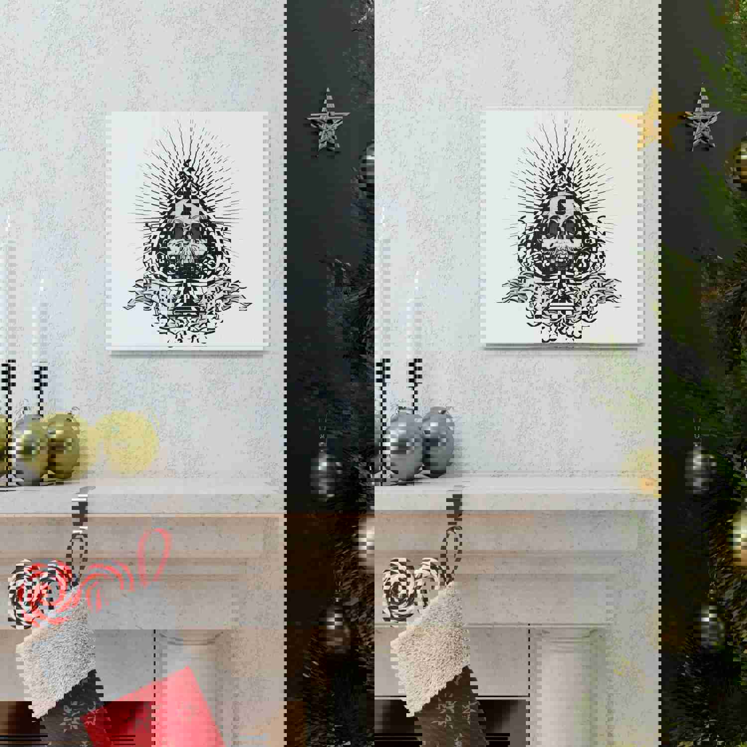 Grunge Ace of Spades Playing Card Canvas Wall Art - Ready-to-Hang Home Decor