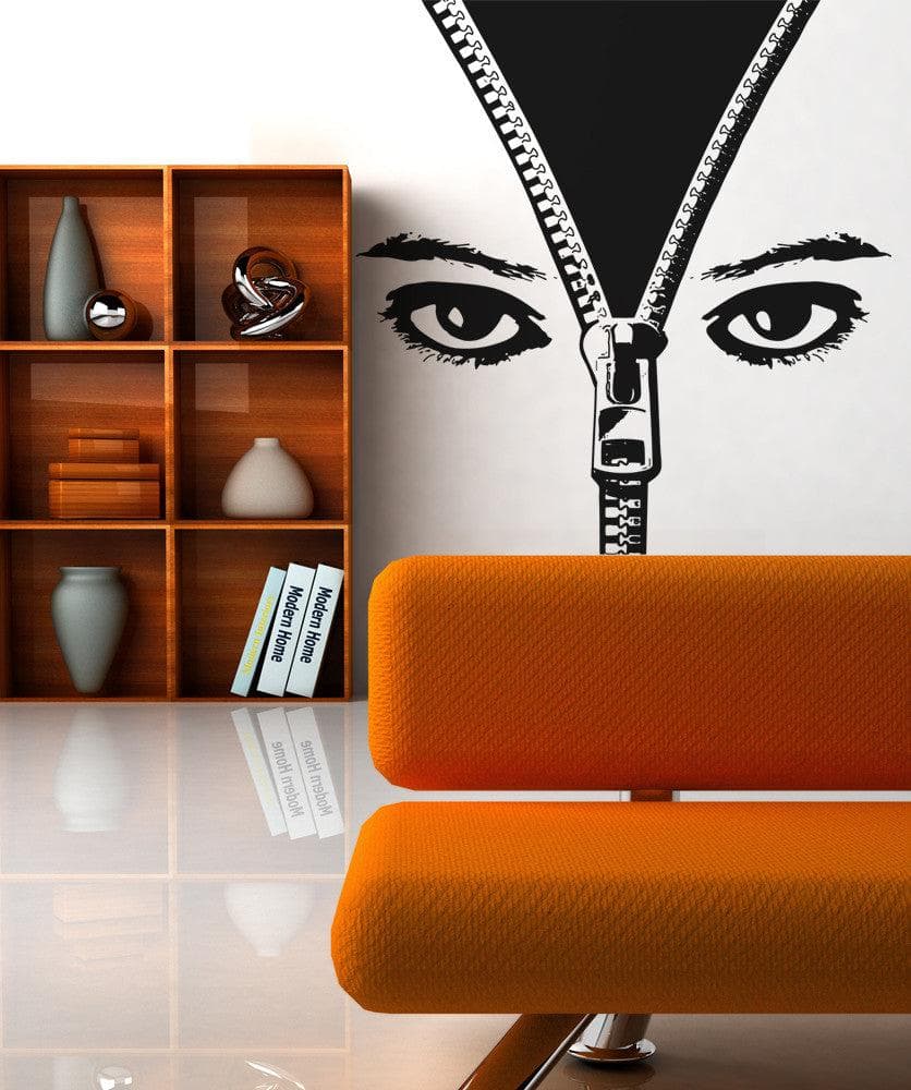 Vinyl Wall Decal Sticker Eyes Zip Up #OS_AA1355 - Removable & Easy to Apply
