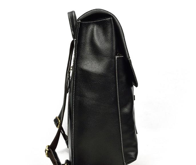 Fashion Black Vintage Leather Men's Backpack for Travel & School