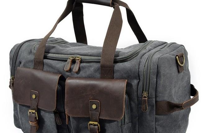 Mens Waxed Canvas Leather Weekender Bag - Durable Travel Bag for Men