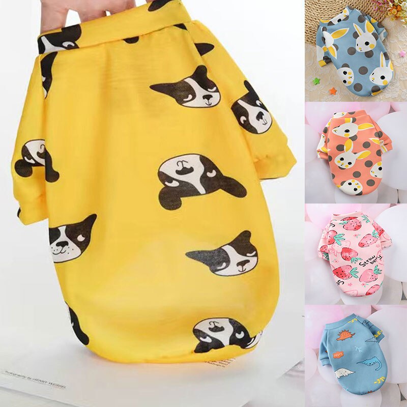 Cute Print Small Dog Hoodie T-Shirt Pullover Plus Velvet Warm Bulldog Pet Clothes