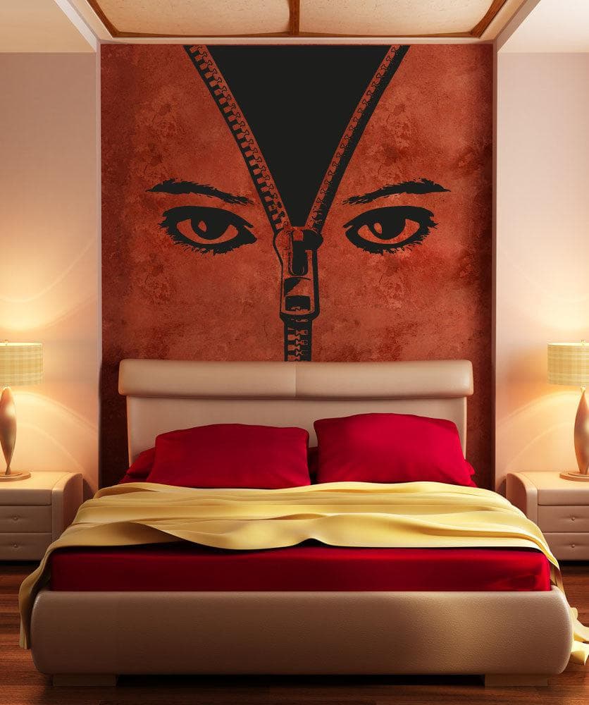 Vinyl Wall Decal Sticker Eyes Zip Up #OS_AA1355 - Removable & Easy to Apply