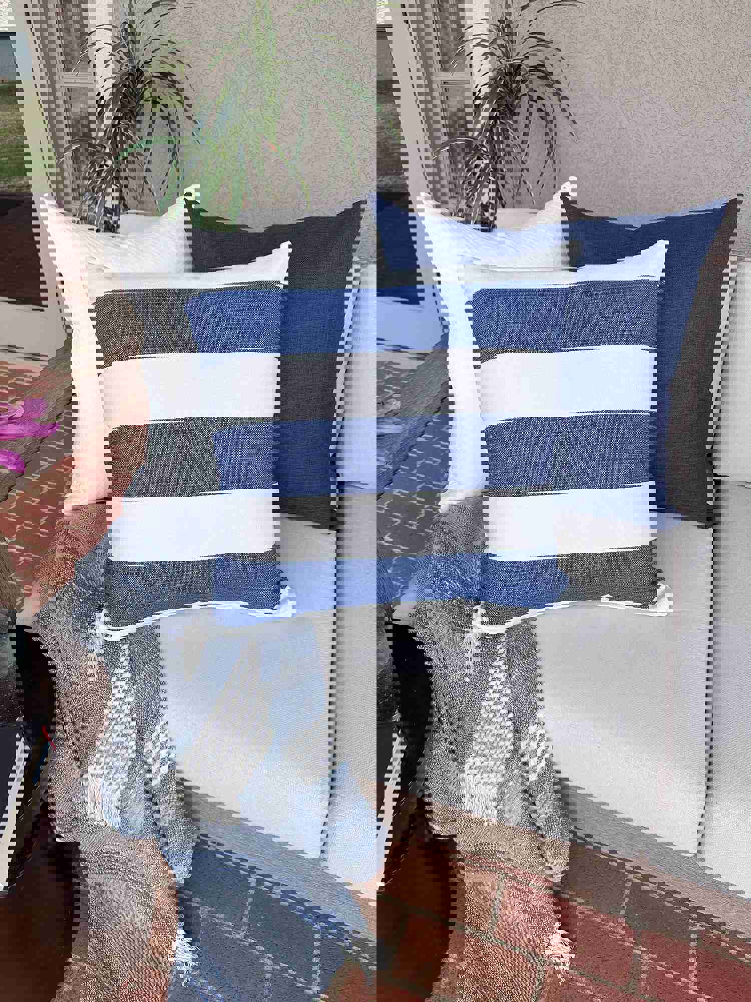 Cabana Blue Outdoor Pillow Cover - Durable and Stylish