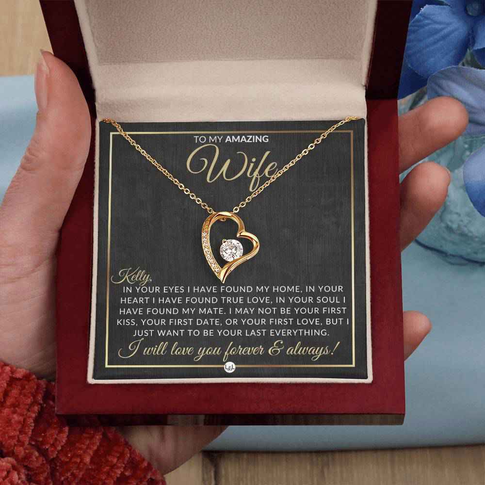 Personalized Open Heart Pendant Necklace - Unique Gift for Wife