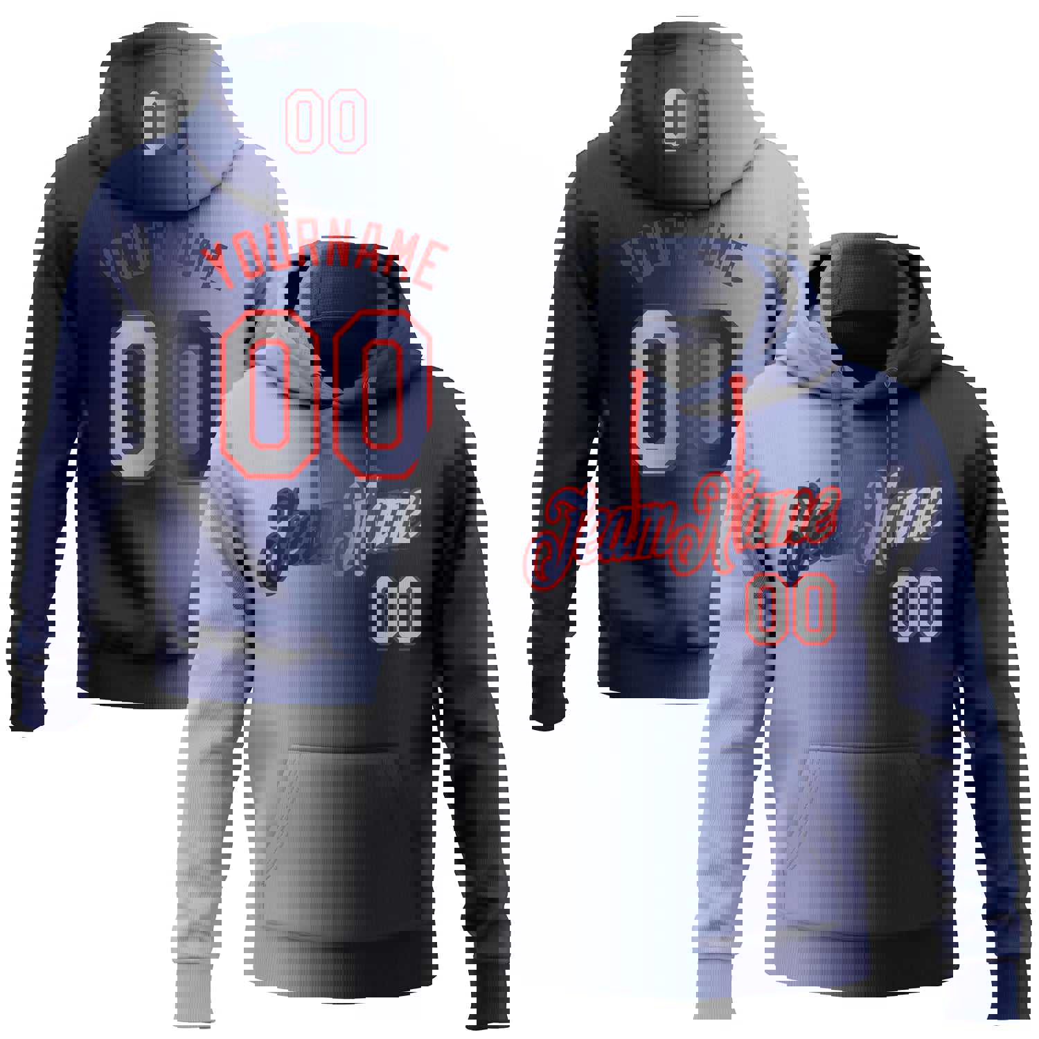 Custom Stitched Navy Gray-Red Gradient Fashion Sports Pullover Sweatshirt Hoodie