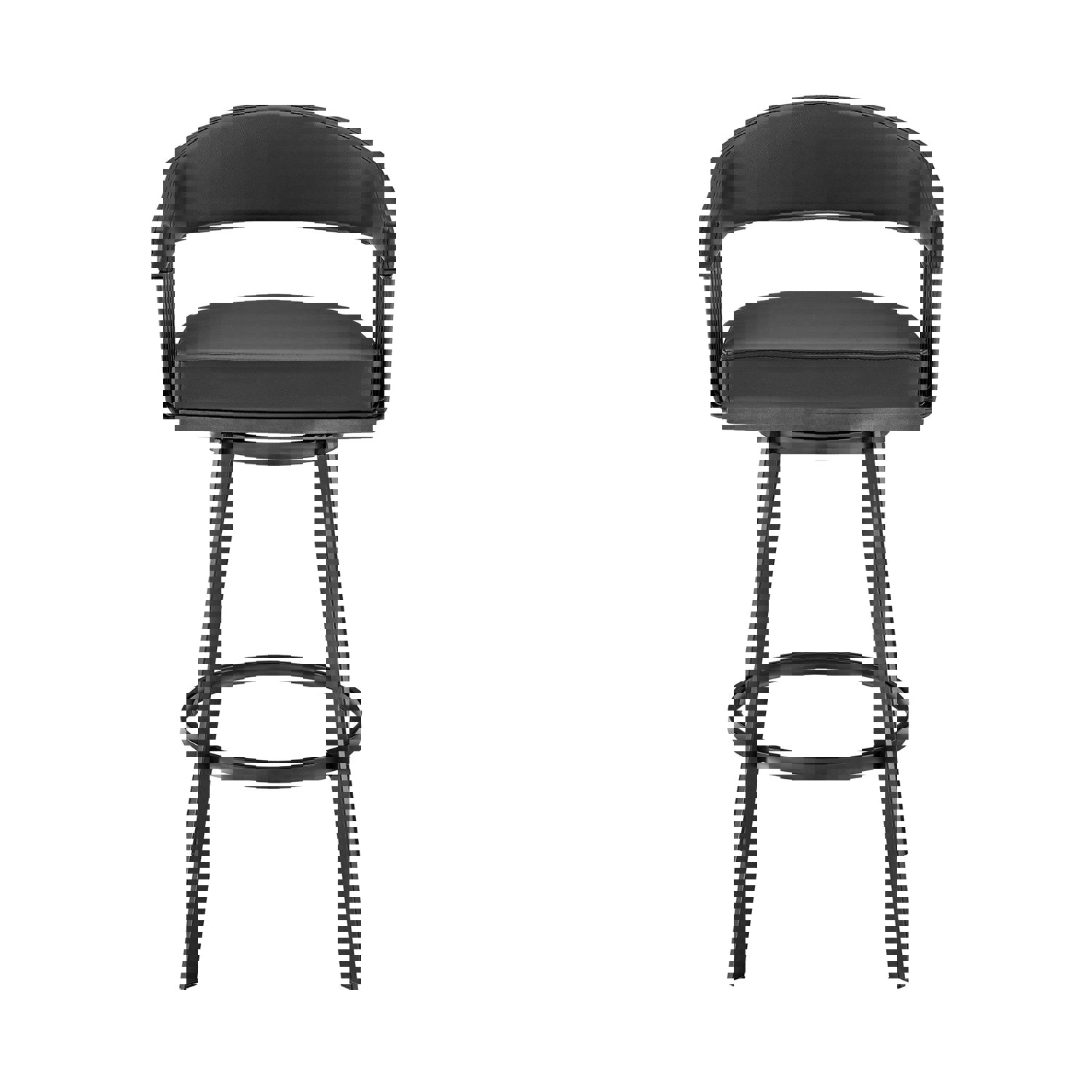 26 Mod Black Faux Leather Black Finish Swivel Bar Stool