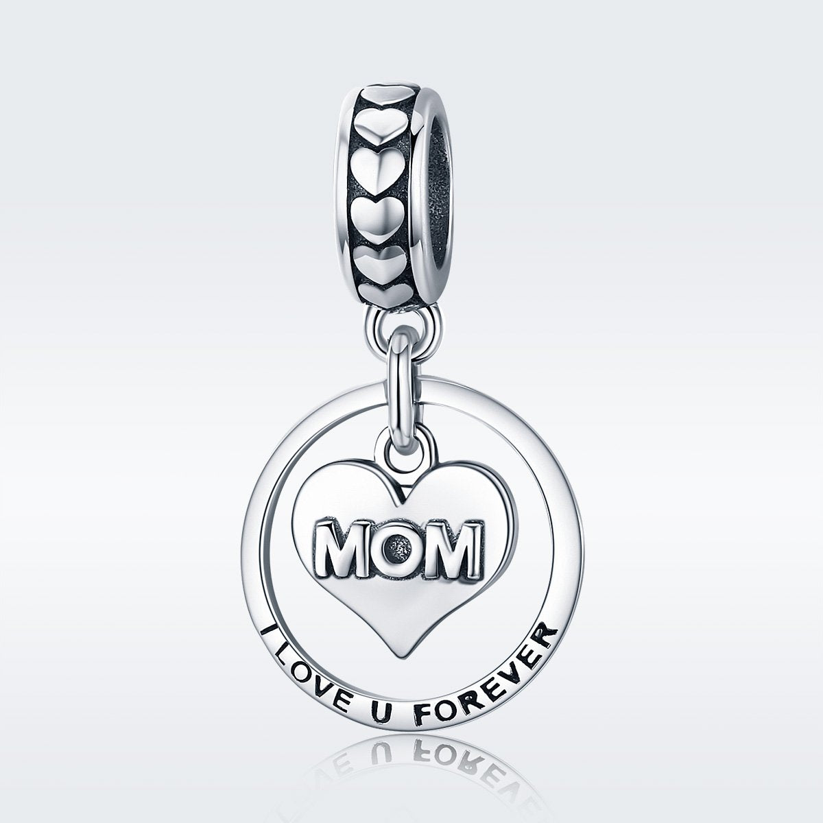 Sterling 925 Silver 'Mom I Love You Forever' Pendant Charm for Pandora & European Bracelets