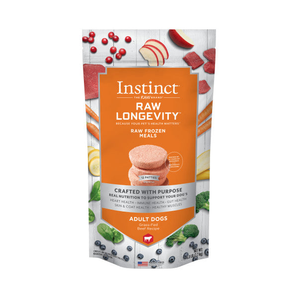 Instinct Raw Longevity Adult Frozen Beef Patties Dog Food, 6-lb Bag