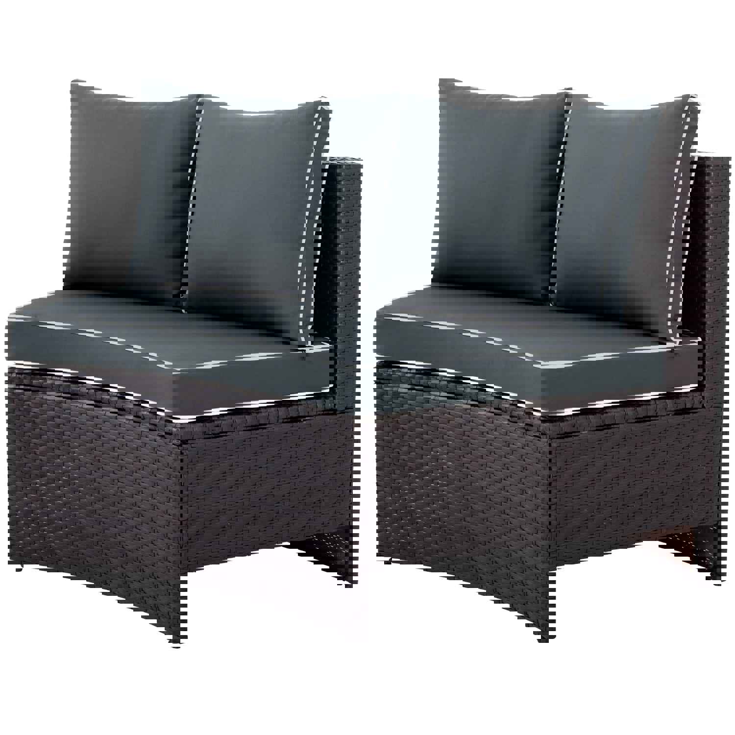 TOPMAX 6-Piece Outdoor Sectional Half Round Patio Rattan Sofa Set with Storage Side Table and Multifunctional Round Table