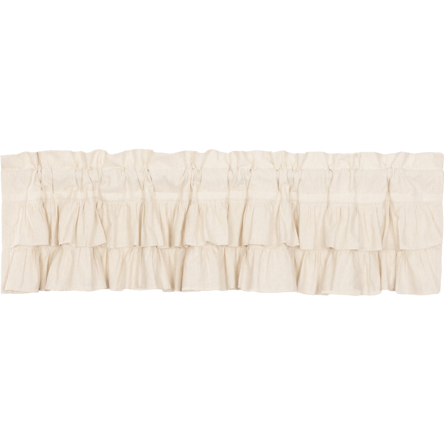 Simple Life Flax Natural Ruffled Valance 16x72 - Cottage Style Window Treatment