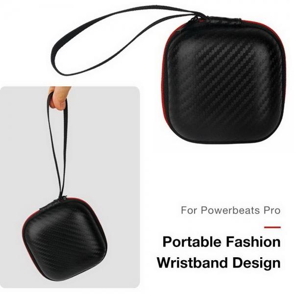 Carbon Fiber Earphones Storage Box Mini Portable Shockproof Electronic Bag with Zipper