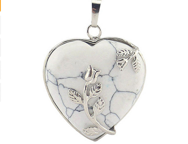 European Fashion Heart Stone Chain Necklace with Opal Love Pendant - Trendy Valentines Day Gift for Women