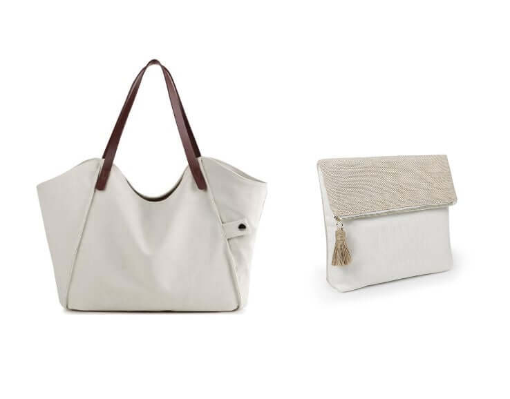 Eco-Friendly Cream Canvas Tote with Hemp Cosmetic & Tech Bag Bundle