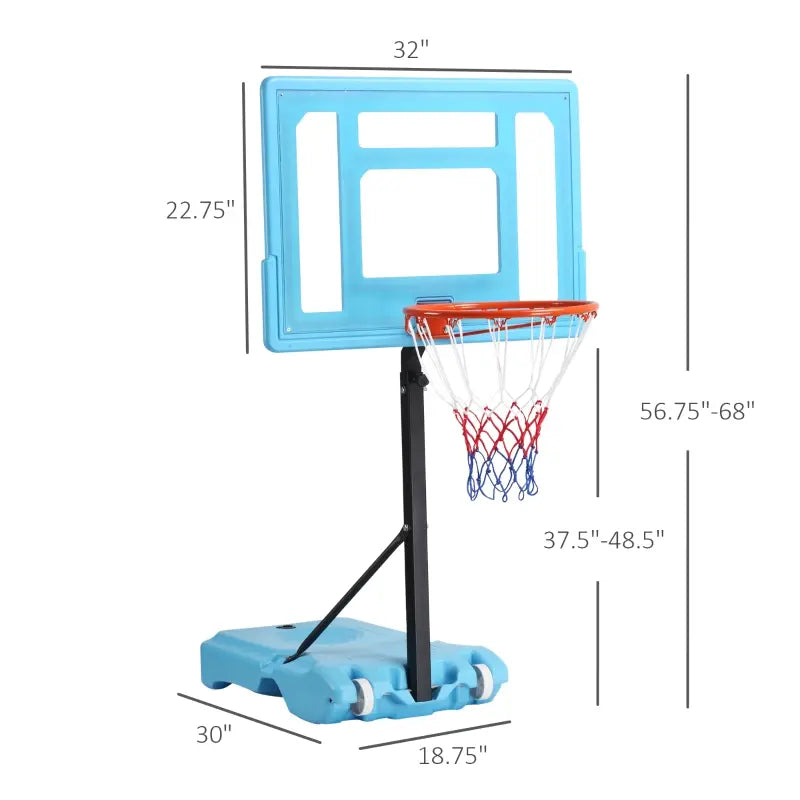 Soozier Adjustable Portable Basketball Hoop System with Wheels for Indoor & Outdoor Use