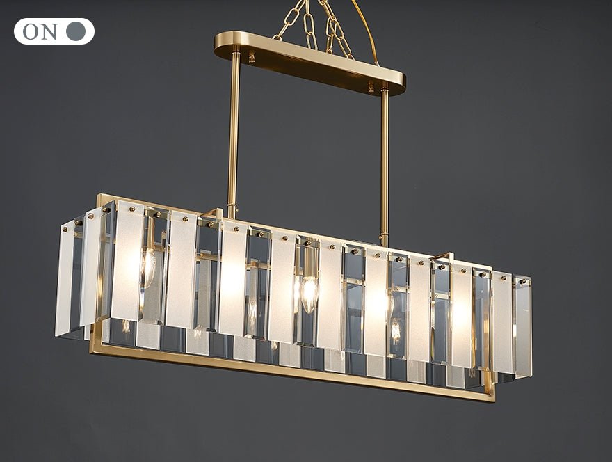MIRODEMI® Luxury Rectangle Gold Frosted Glass Chandelier for Living Room, Kitchen