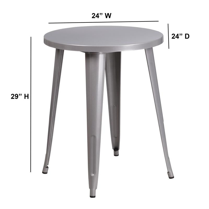 Flash Furniture Webb Commercial Grade 24 Round Silver Metal Indoor-outdoor Bar Height Table