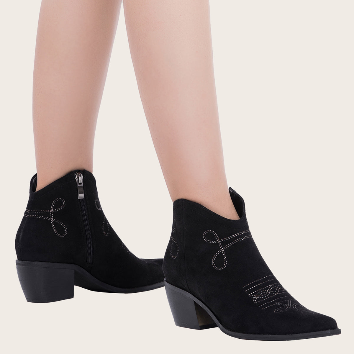 Pointed Toe Western Cowgirl Boots with Chunky Heel