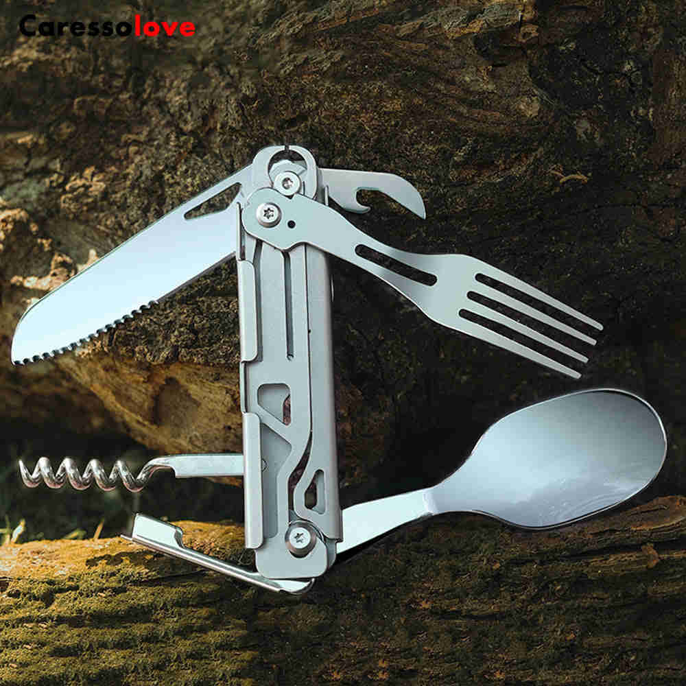 Caressolove 5-in-1 Folding Camping Knife - Multifunctional Outdoor Survival Tool